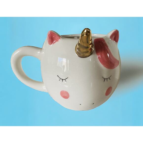 New Ceramic Magical Mystical Fantasy Rainbow Unicorn with Gold Horn 12oz Mug - Picture 2 of 4